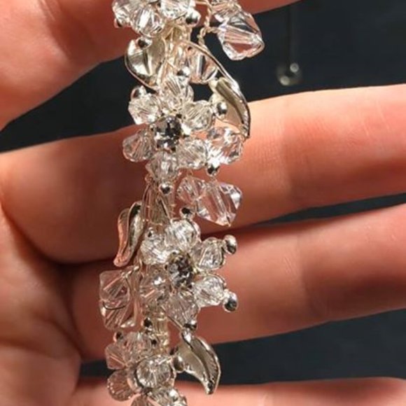 Crystal Flower Headband with leaves
